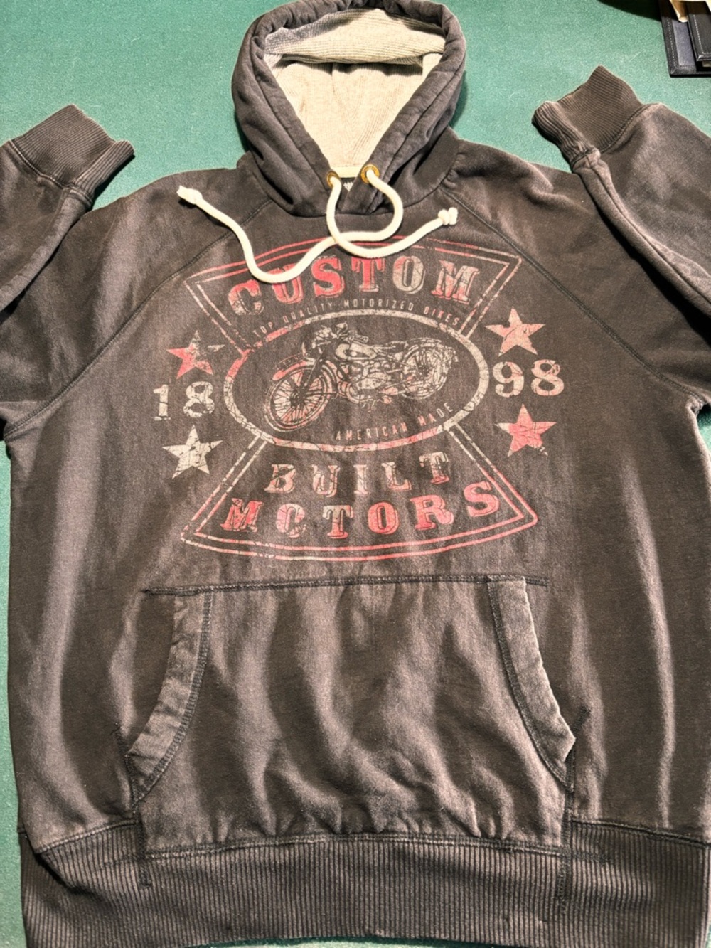 VTG Y2K Roebuck & Co Motorcycle Grunge Thermal Hoodie , XL , $27